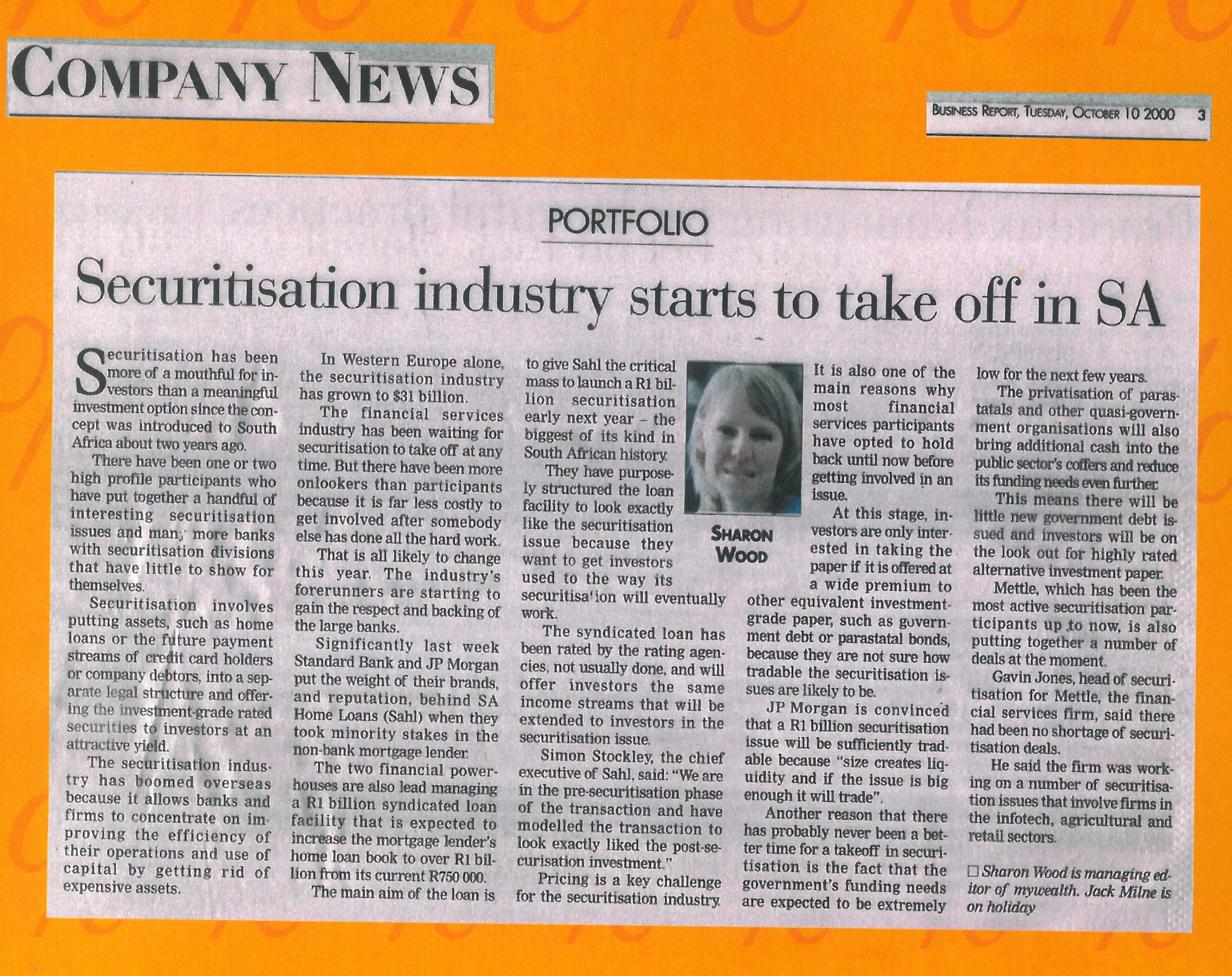 Securitisation industry starts to take off in SA